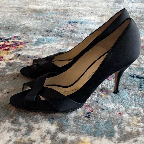 Brian Atwood Shoes - BRIAN ATWOOD Black Satin Heels Size 7.5